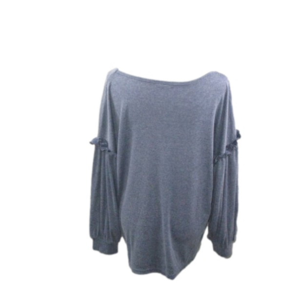 Muted Navy Blue Ruffle Long Sleeve Top Size XL - Picture 4 of 5